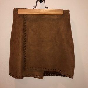 NWOT tan fold over skirt